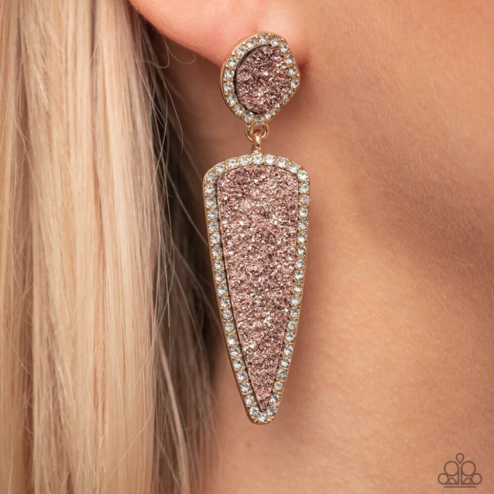 Paparazzi Jewelry Accessories - Druzy Desire - Gold Earrings - Vintage